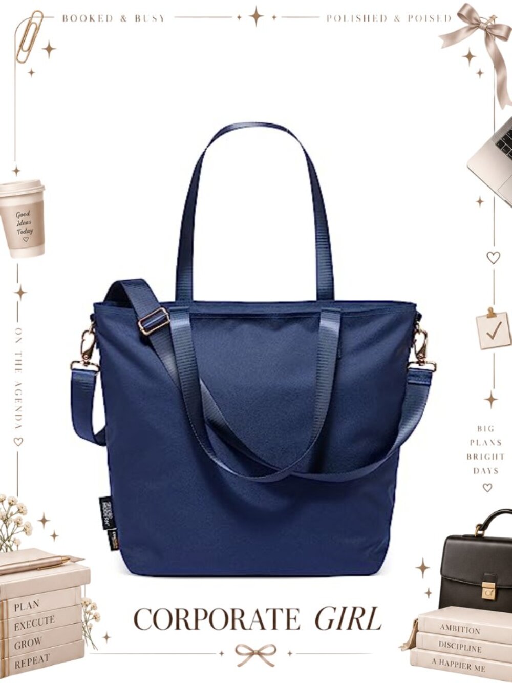 Water-Resistant Cordura Laptop Tote Bag with Compartments